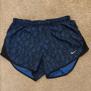 Nike Blue and Black Athletic Shorts with Compression Liner
